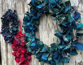 Tartan Wreath Kit - DIY Christmas Wreath Kit - Scottish Plaid Fabric Home Décor - Rag Wreath - Holiday Display Decoration - Shabby Chic