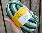 Regia 4-ply Sock Yarn 100g Colour 05390 White, Green, Black self patterning