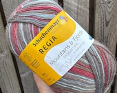 Regia Mountains & Fjords Design Line 4-ply Sock Yarn 100g Colour 07028 brown, red, blue,  stripes self patterning