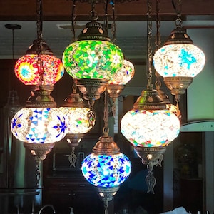 9 ball Mosaic Lamps, Morocco Lantern, Chandelier,Turkish Light, Hanging Lamp, Mosaic lighting,mosaic lamp,mosaic glass, morocco lighting
