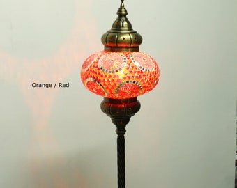 Standing Lamp, floor lamp, Mosaic Lamps, Morocco Lantern,Turkish Light, Mosaic lighting,mosaic standing light, Orange lamp, Blue lamp