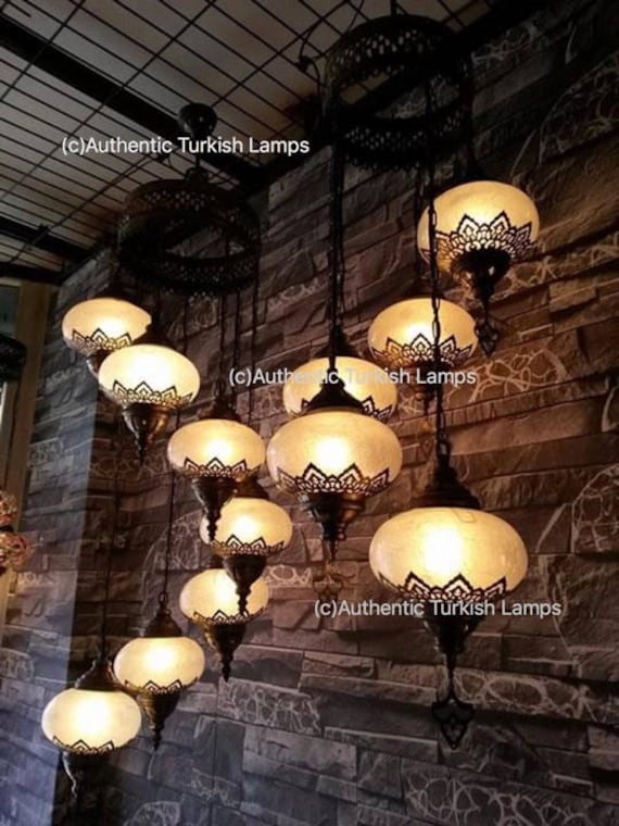 5 Glass Chandelier Lamp Light Moroccan Image 0