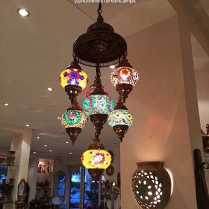 9 medium ball Mosaic Lamp,Moroccan Lantern,Chandelier lighting,Turkish Light,Hanging Lamp,Mosaic lighting,mosaic glass,mouth blown