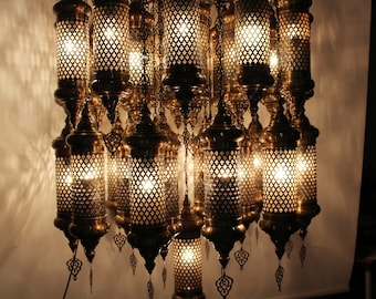 37 Glass Chandelier lamp,Chandelier light,Morocco light,morocco lighting,Turkish Light,morocco lamp,morocco lantern,turkey lamp,turkey light