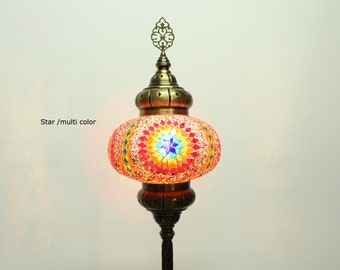 Standing Lamp, floor lamp, Mosaic Lamps, Morocco Lantern,Turkish Light, Mosaic lighting,mosaic standing light, Orange lamp, Blue lamp