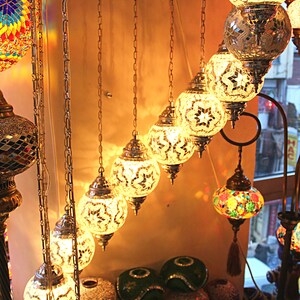 15 ball Moroccan Mosaic Lamps,Mosaic Chandelier, Moroccan Lantern, Chandlier Lighting,Turkish Light, Hanging Lamp,Moroccan Lighting