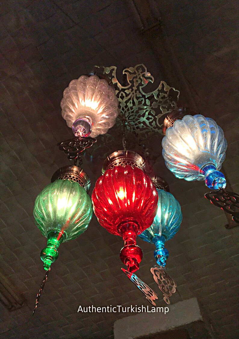 5 Glass Chandelier Chandelier Light Moroccan Lightmoroccan Etsy UK