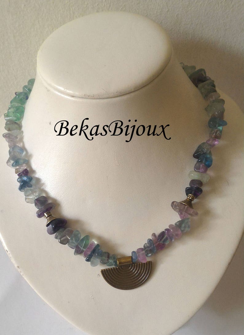 Gemstone Necklace Energy Jewerly Charm Necklace Fluorite Etsy
