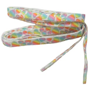 1 Pair - Pastel Hearts, Specialty printed shoelaces, 8mm wide flat fashion laces for all footwear and occasion