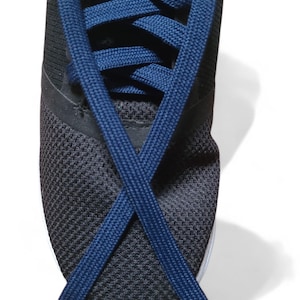 2 Pair- Navy, Hockey Skate Laces extremeMAX flat 10mm wide tube style