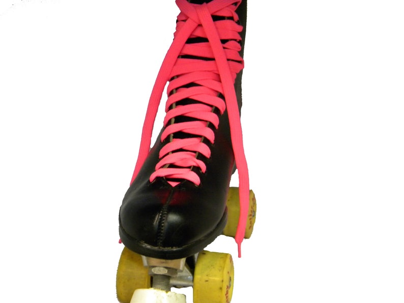 2 Pair Neon Pink Hockey Skate Laces Extrememax Flat 10mm Etsy