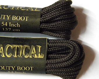 2 pair pack- Brown, Durable Polyester, Narrow 2mm thick, Tactical Boot Laces