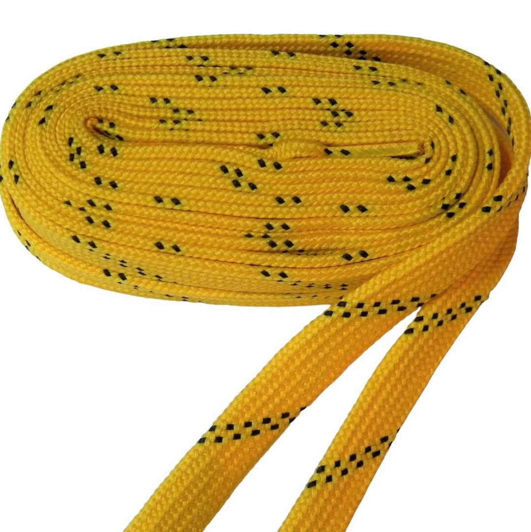 2 Pair Yellow W/ Black, Heavy Waxed Tube Style Skate Laces Extrememax