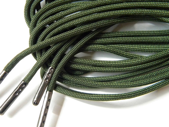 2 Pair Pack: Army Green, 550 Paracord With Black Steel Tips Strongest Boot  Laces Available Hand Made to Order You Choose the Length 