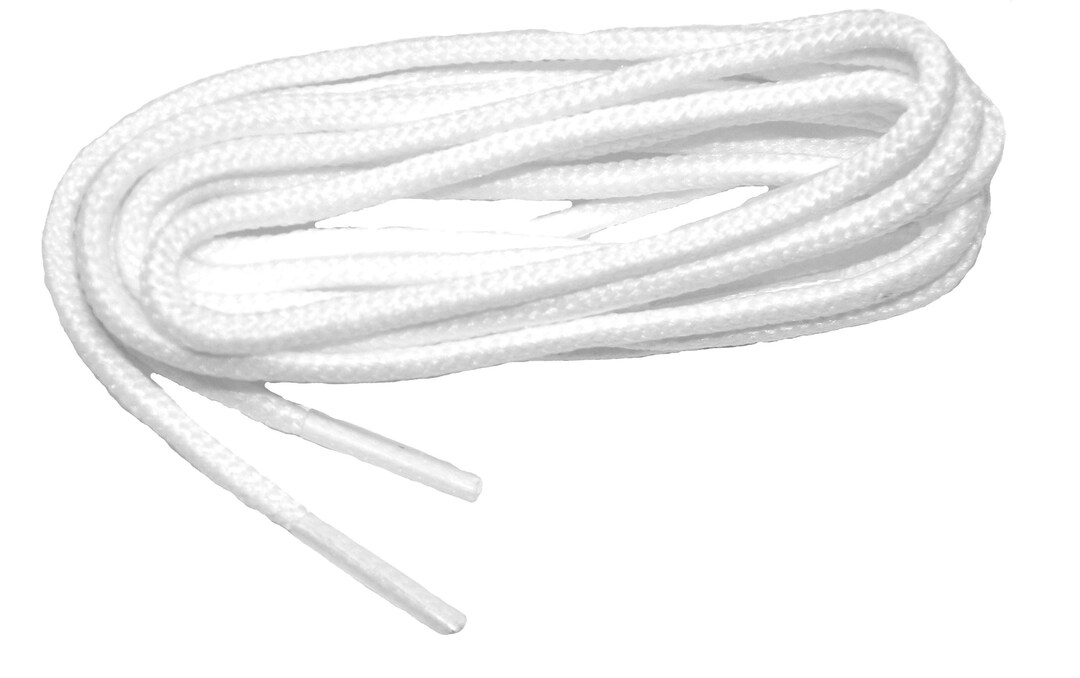 2 Pair Pack White, Golf Shoe Style Round 3mm Thick Athletic Shoelaces