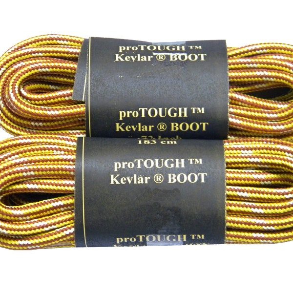 2 pair pack- Gold w/ Brown, ProTOUGH(tm) Kevlar Reinforced Heavy Duty Boot Laces