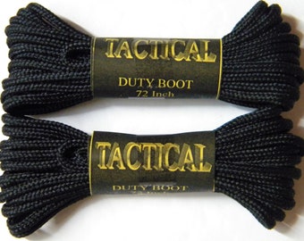 2 pair pack- Black, Durable Polyester, Narrow 2mm thick, Tactical Boot Laces