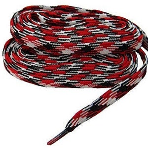 2 Pair Pack- Red White Black Argyle, Hiker Boot Shoelaces 10mm Extra Durable extremeMAX(tm) Flat