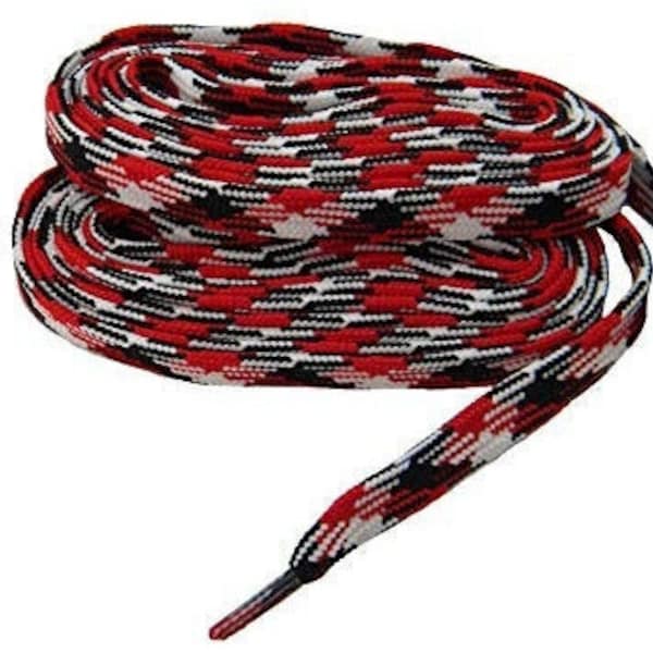 2 Pair Pack- Red White Black Argyle, Hiker Boot Shoelaces 10mm Extra Durable extremeMAX(tm) Flat