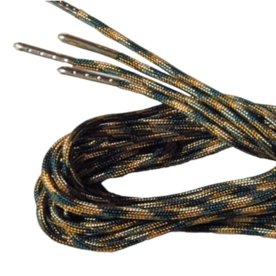 1 Pair Pack Woodland Camo, 550 Paracord With Silver Steel Tips
