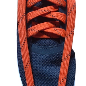 2 Pair- Orange w/ Black, Hockey Skate Laces extremeMAX flat 10mm wide tube style