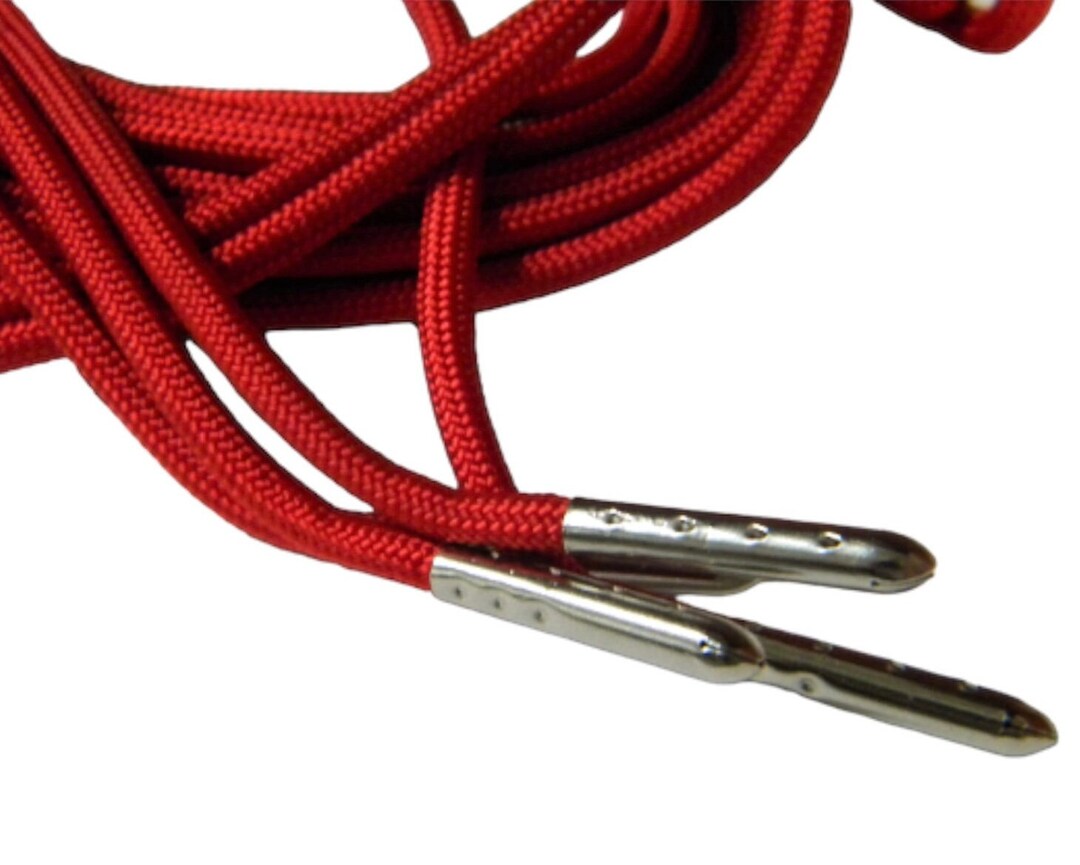 1 Pair Pack Red, 550 Paracord With Silver Steel Tips Strongest Boot