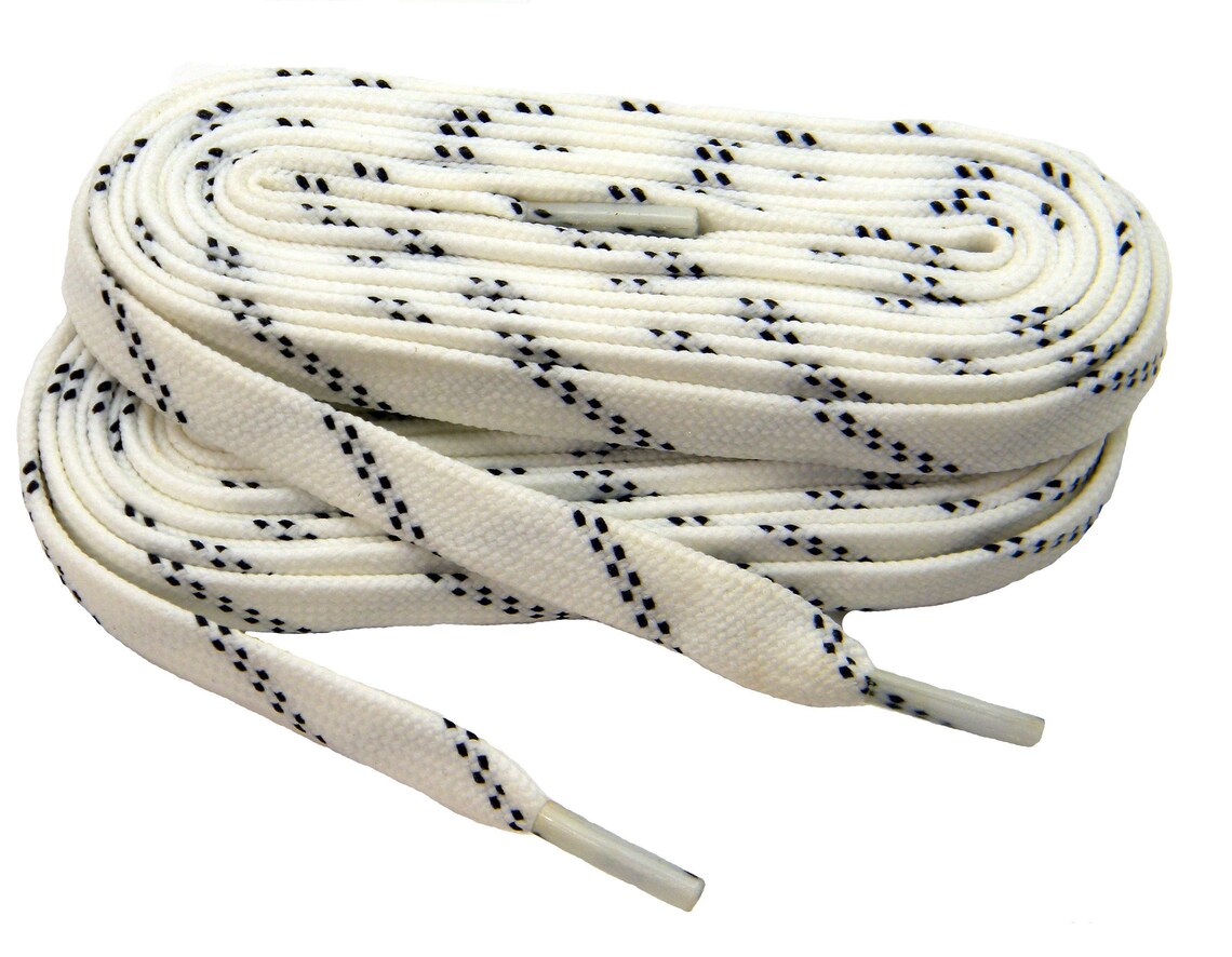 2 Pair White w/ Black Heavy Waxed tube style Skate Laces | Etsy