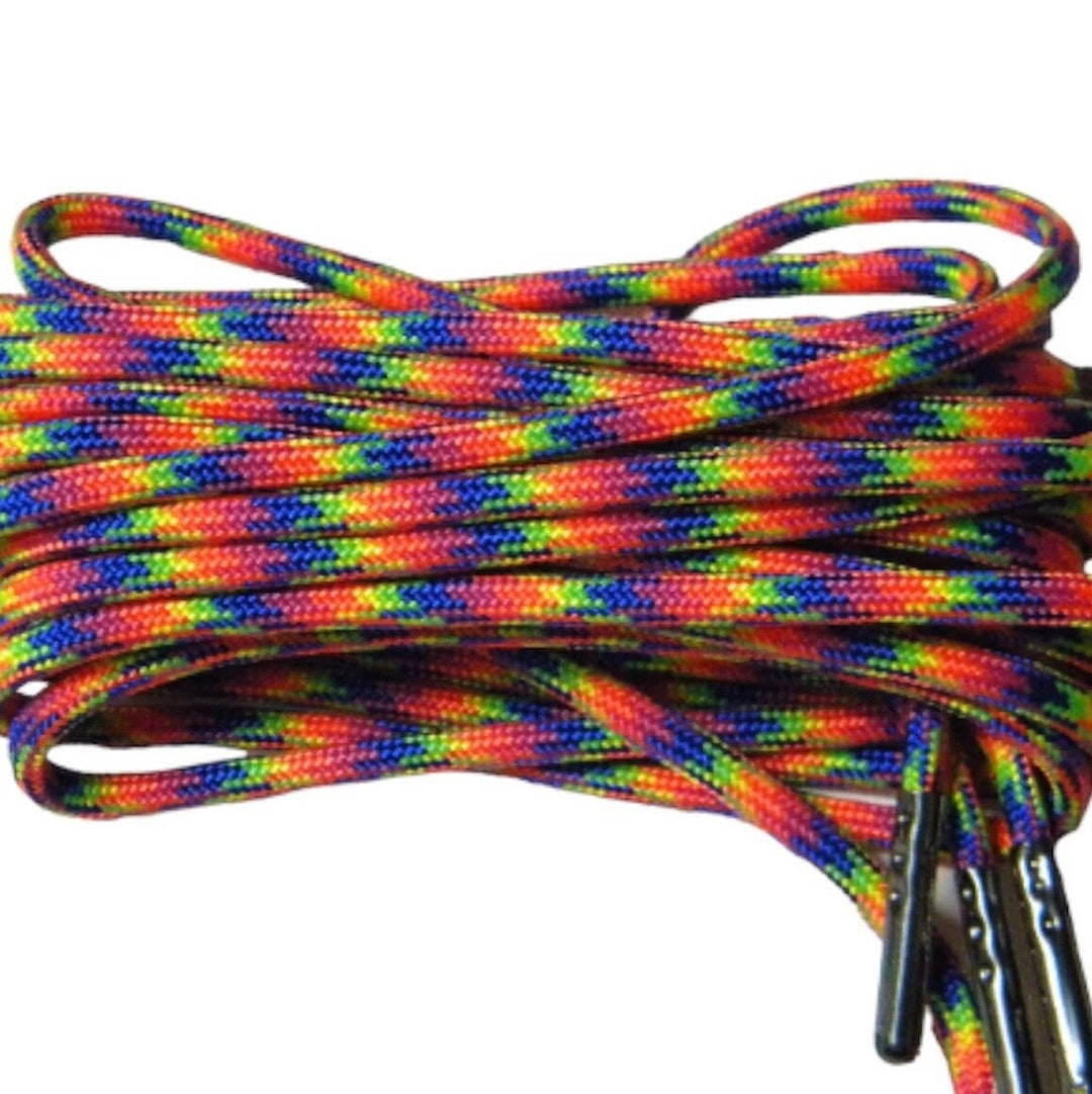 1 Pair Pack Rainbow Argyle, 550 Paracord With Black Steel Tips