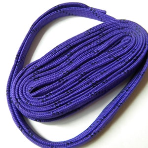 2 Pair- Purple w/ Black, Hockey Skate Laces extremeMAX flat 10mm wide tube style