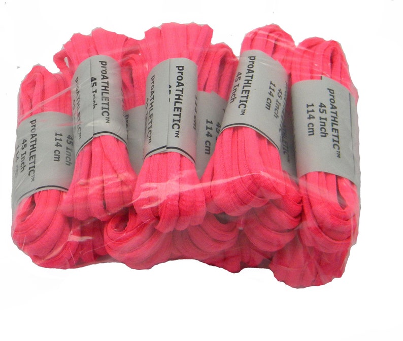 Neon Pink 12 Pair Pack Oval style Athletic sneaker shoelaces