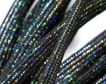 2 pair Pack- Black w/ Rainbow, 8 mm Flat Sparkle Glitter style shoelaces shoestrings *NEW*