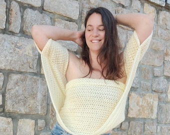 Schema all'uncinetto per maglione con spalle scoperte / Maglione moderno facile / Download immediato