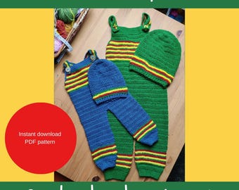 Crochet Rasta Romper Pattern: Colorful Baby Overalls (PDF Pattern)