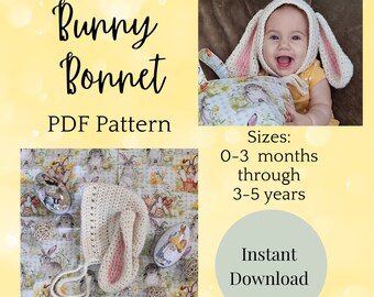 Crochet Bunny Bonnet Pattern: Beginner-Friendly PDF (0-10 Years)