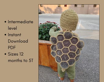 Crochet Toddler Turtle Costume Pattern: No-Sew PDF with Video (Sizes 12M–5T)