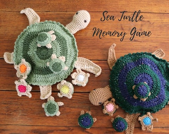 Crochet Sea Turtle Memory Game PDF Pattern: Kids Crochet Gift (Instant Download)