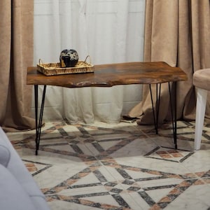 View of Live Edge Mid Century Table, Minimalist Coffee Table, Bedroom Table ...