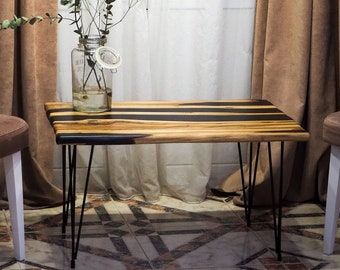 Handmade Walnut River Coffee Table – Live Edge Epoxy Resin Decor