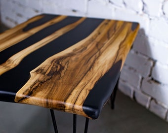 Modern epoxy river coffee table, unique walnut wood table, mid century modern table, handmade furniture, housewarming gift