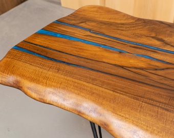 Walnut epoxy resin coffee table, unique dining table, handmade furniture, new home gift, custom river coffee table
