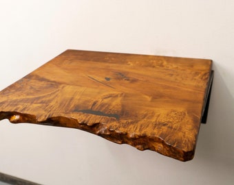 Live Edge Wooden Floating Shelf • Rustic Mid-Century Wall Decor