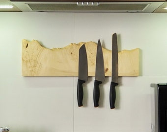Rustic Magnetic Knife Rack – Handmade Solid Wood Minimalist Wall Decor