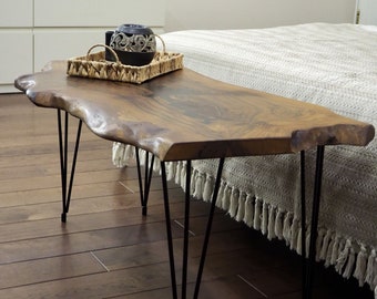 Rustic Live Edge Walnut Coffee Table, Handmade Tea Table