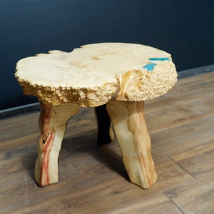 Stump slice coffee table, small maple epoxy table, handmade modern furniture, custom table, family gift, birthday gift, gift for husband