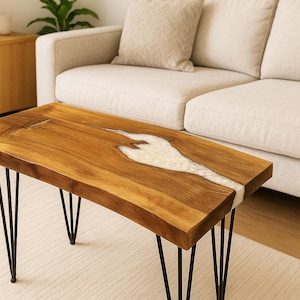 Live Edge Small Coffee Table, Walnut Epoxy Sofa Table, Minimalist Wabi Sabi Furniture, Unique Handmade Wood Couch Table, Gift new Home