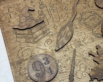 Wizard Wall Decor, 3D Wooden Fantasy Wall Art, Magical Home Decor, Handmade Wood Art, Wizard Room Decor, Unique Gift for Him