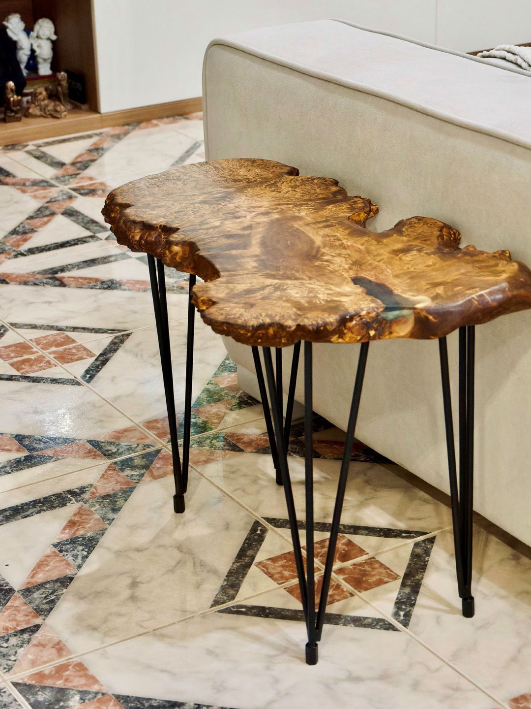 Rustic Live Edge Sidetable Unique Maple Wood Side Table Gift Etsy