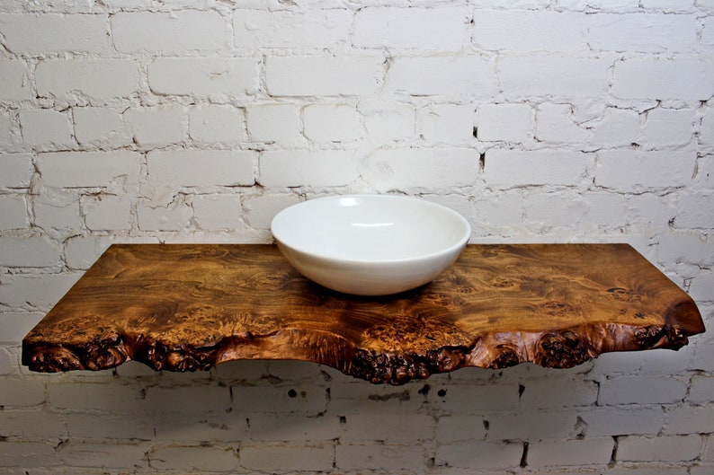 Poplar Bathroom Vanity Countertop, Live Edge Poplar Wooden Side Decor, Custom size shelf, Gift For Wife image 6