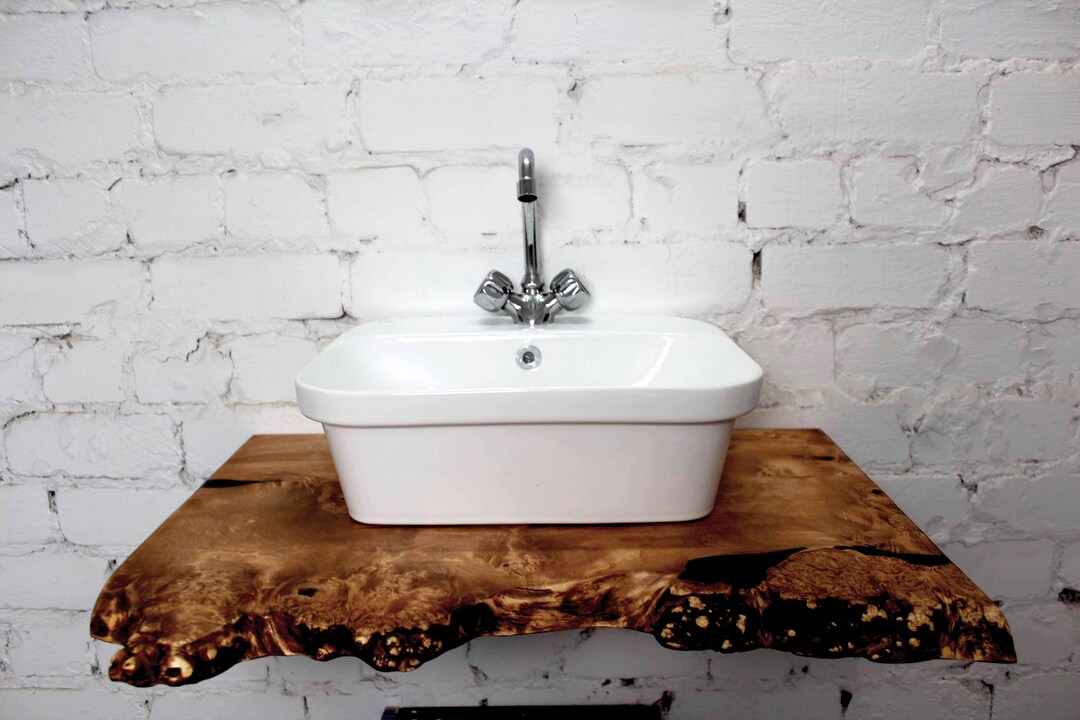 Bathroom Vanity Live Edge Wood Vanity Countertop Wooden Etsy