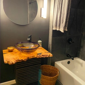Floating Live Edge Maple Bathroom Shelf, Over Toilet Storage, Wood ...